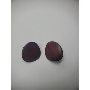 Vintage Earrings Clip On Huggie Wooden Asymmetrical Gold Tone  Jewelry Costume